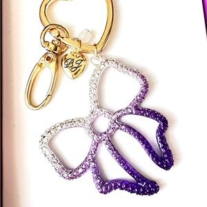Betsey Johnson Purple and Silver Bow Keychain